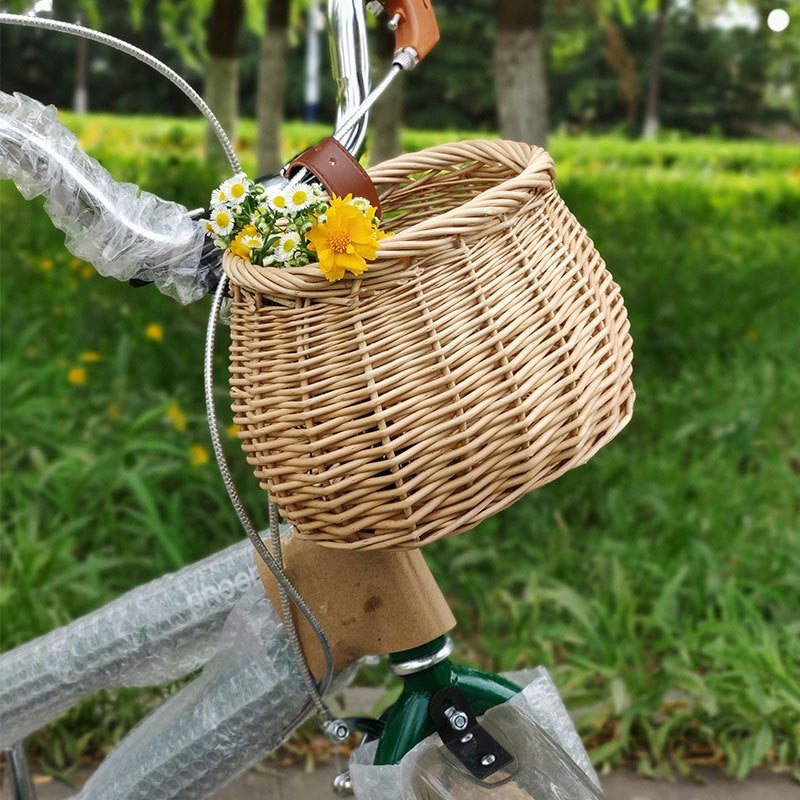 Women's Handmade Bicycle Basket with Leather Handles Kalsten