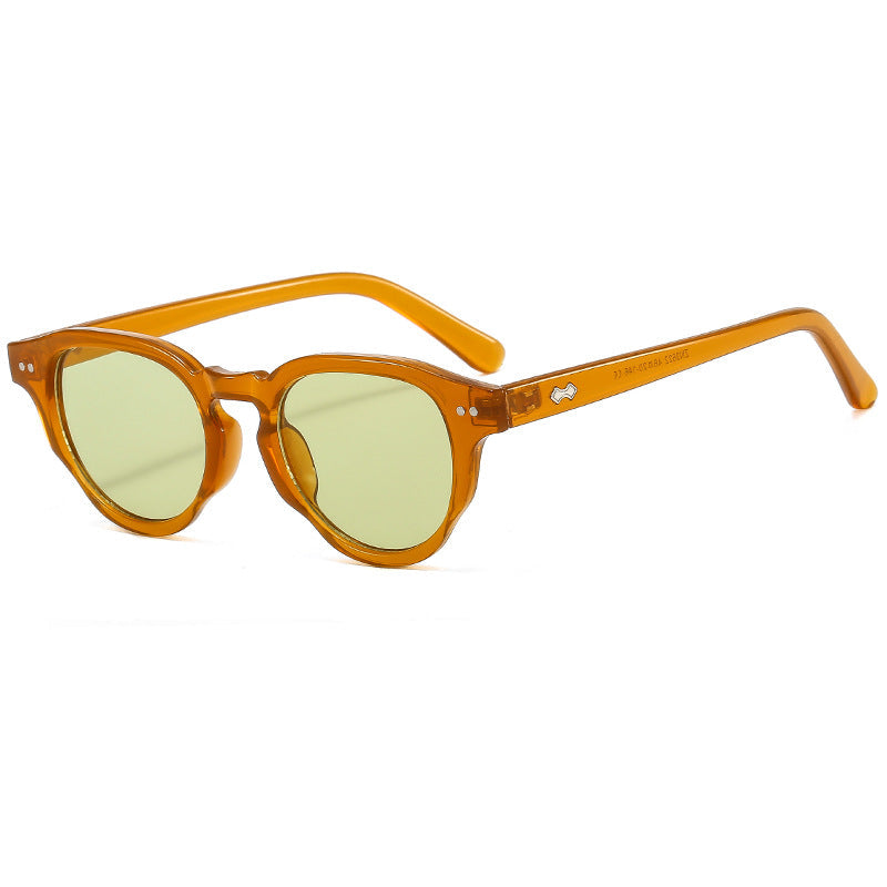 Women's fashionable sunglasses with oval frame and green glass Kalsten