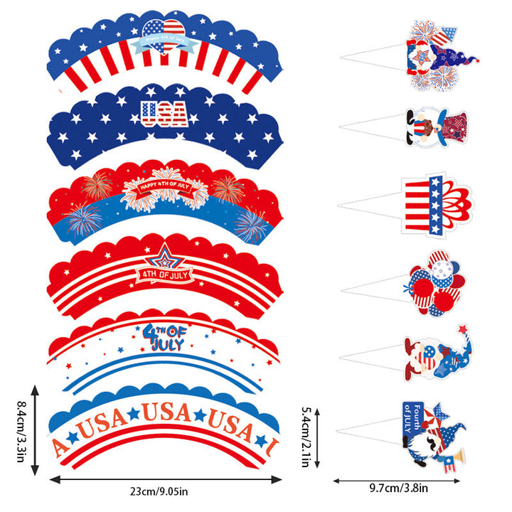 Unisex nan Patriotic Cupcake Wrappers Set for Independence Day Party with Scalloped Edges and Printed Stars Stripes Kalsten