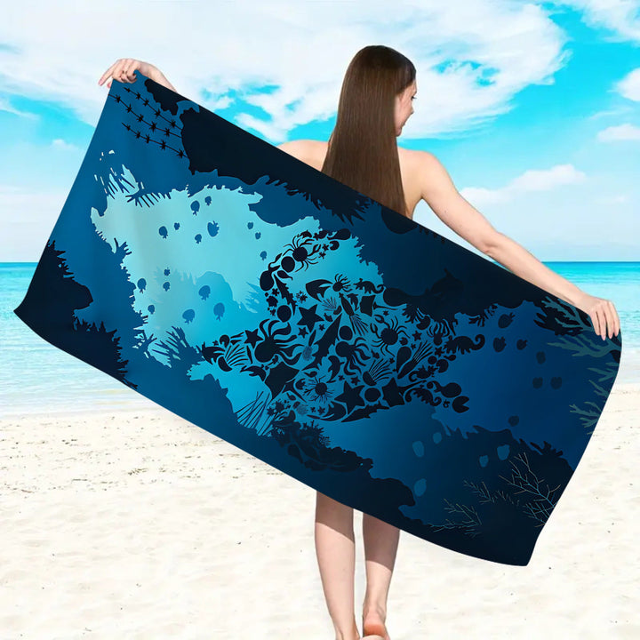 Microfiber beach towel with exclusive turtle motif Kalsten