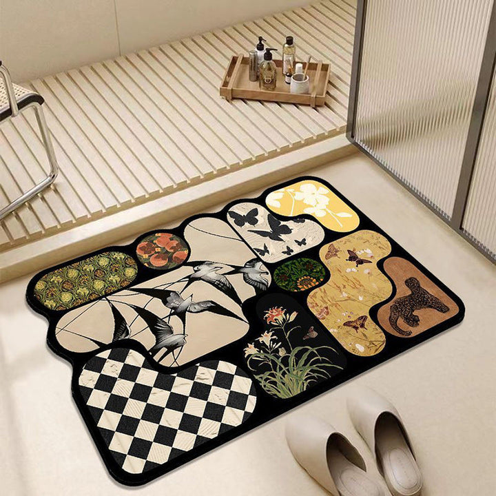 Artistic Floral Pattern Bath Mat Kalsten