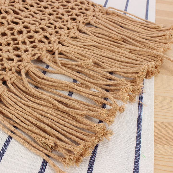 Macrame Tote Bag with Decorative Fringes Kalsten