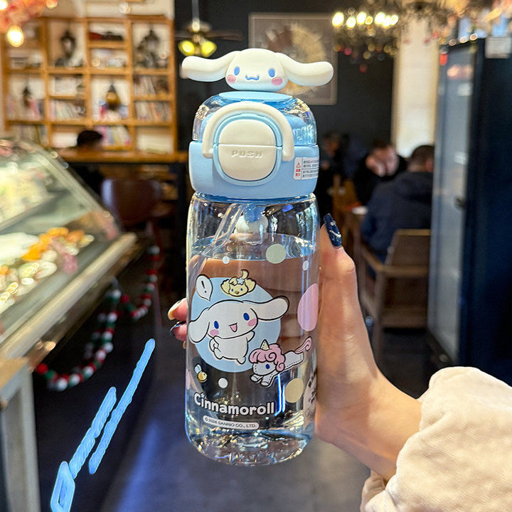 Women's water bottle with interactive lid and cute character design Kalsten