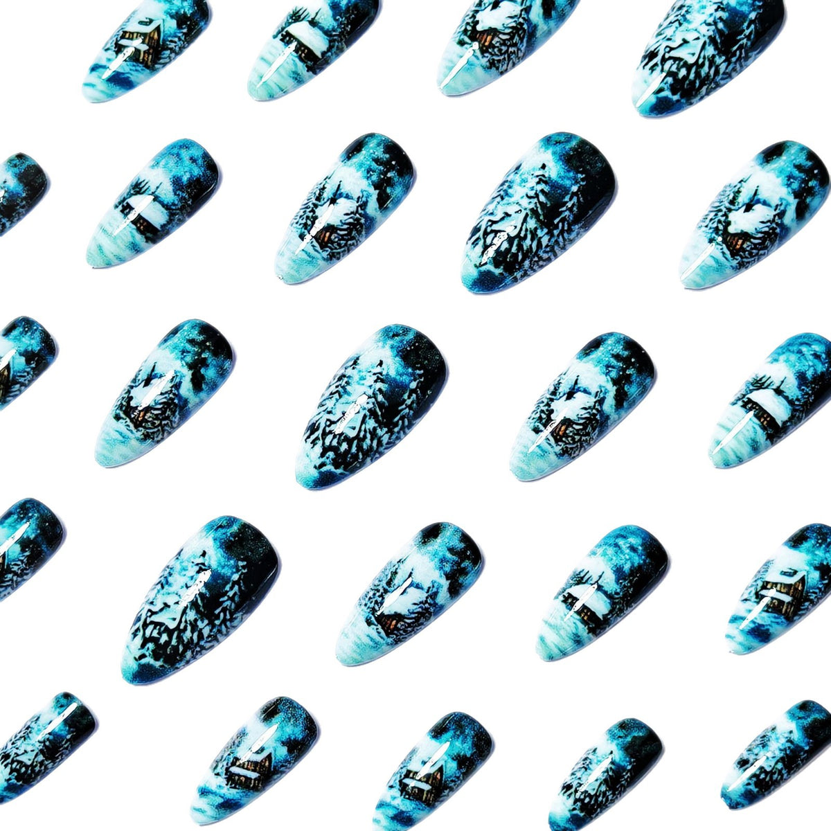 Artistic Winter Cabin Nail Art Acalora