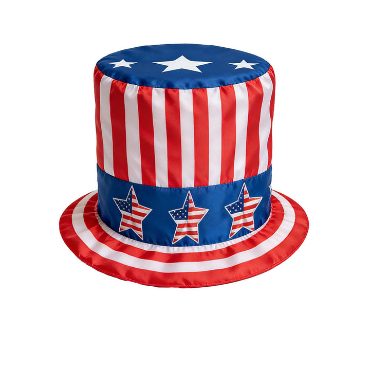Unisex nan patriotic top hat with stars and stripes pattern made of satin Kalsten