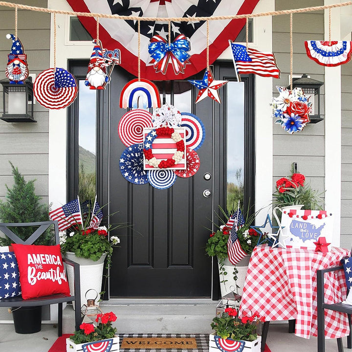 Independence Day patriotic wooden hanging ornament assortment for home and party Kalsten