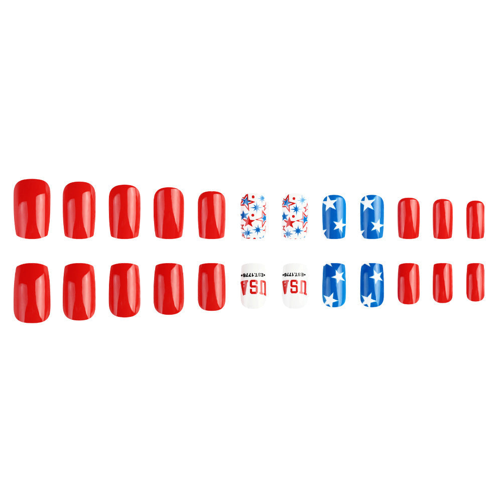 Women's nan patriotic press-on gel nail kit with star decals and USA lettering Kalsten