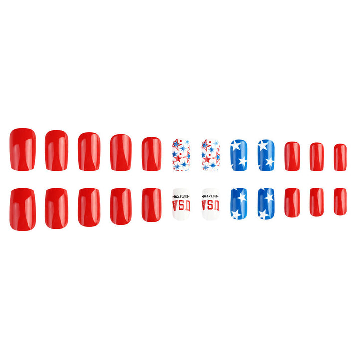 Women's nan patriotic press-on gel nail kit with star decals and USA lettering Kalsten
