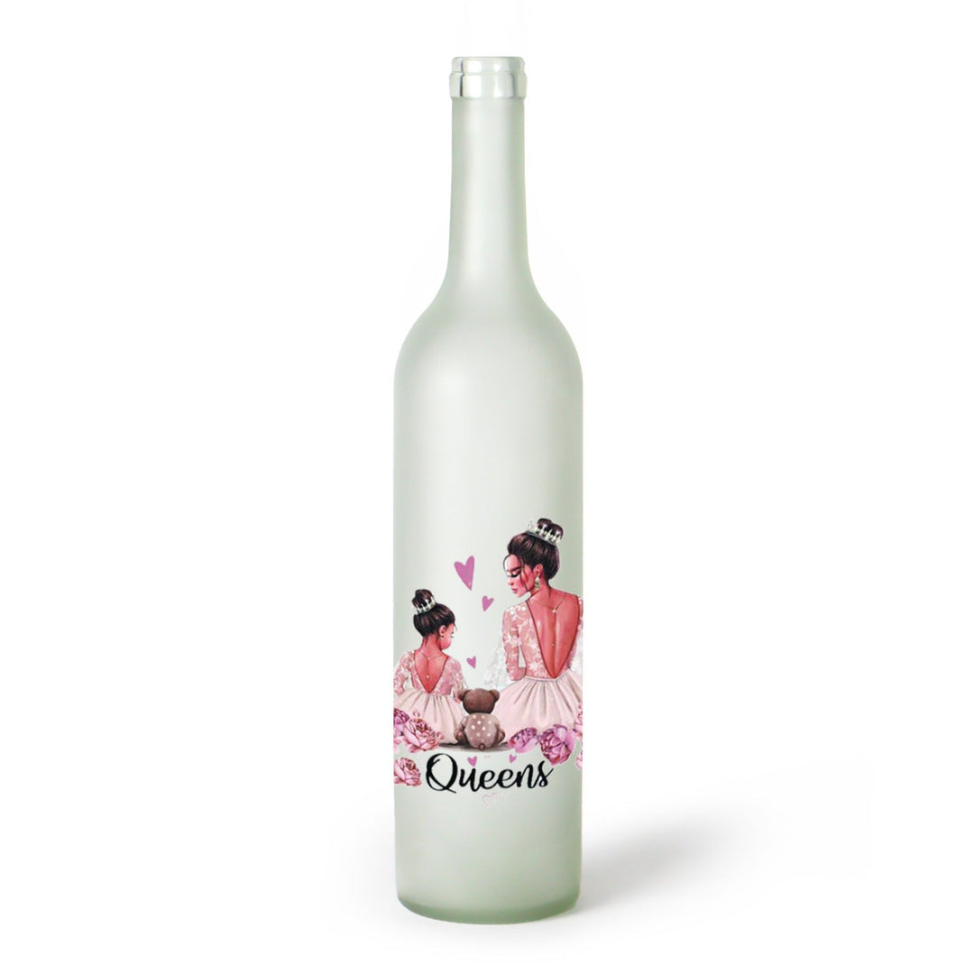 Decorative Frosted Glass Bottle Vase With Fashion Collage Decal