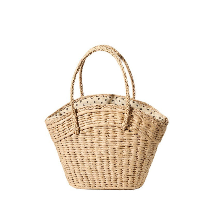 Braided beach bag with dotted inner pocket Kalsten