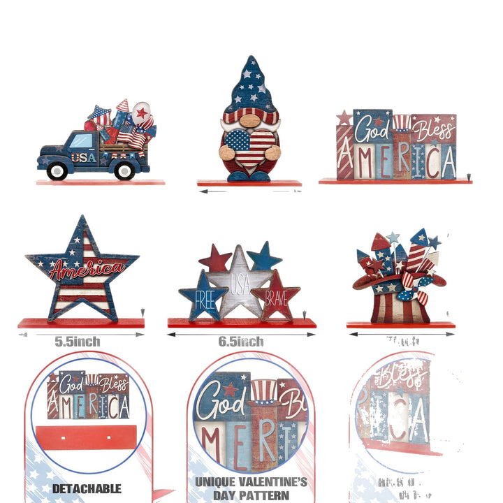 Unisex nan decorative wooden table decor Americana set with multi-part stars and figures Kalsten