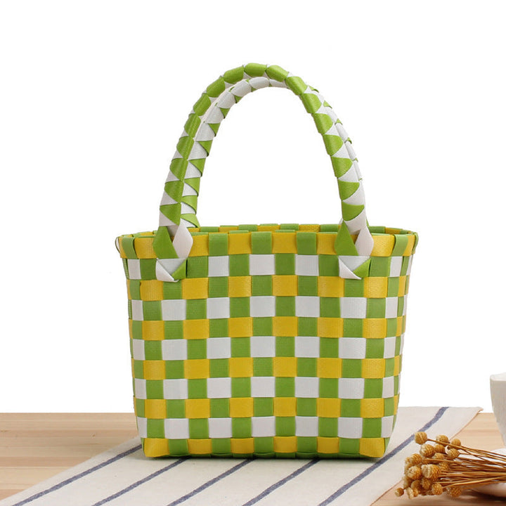 Handcrafted Tote Bag in Modern Check Pattern Kalsten