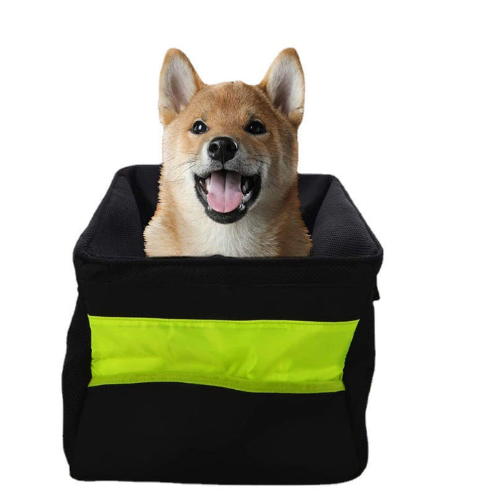 front-mount urban bike pet carrier basket with high-visibility strip padded foam walls quick-release mount and internal safety leash Kalsten