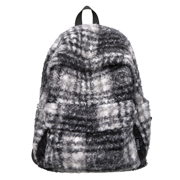Cozy Fleece Checkered School Backpack Kalsten