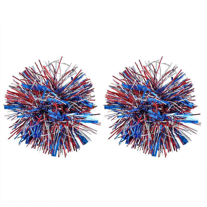 Unisex nan festive metallic tinsel pom pom hoop earrings Kalsten