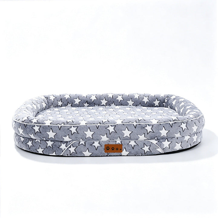 Plush Heart-Patterned Dog Bed