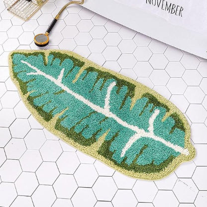 Plush Leaf-Design Bath Mat Acalora