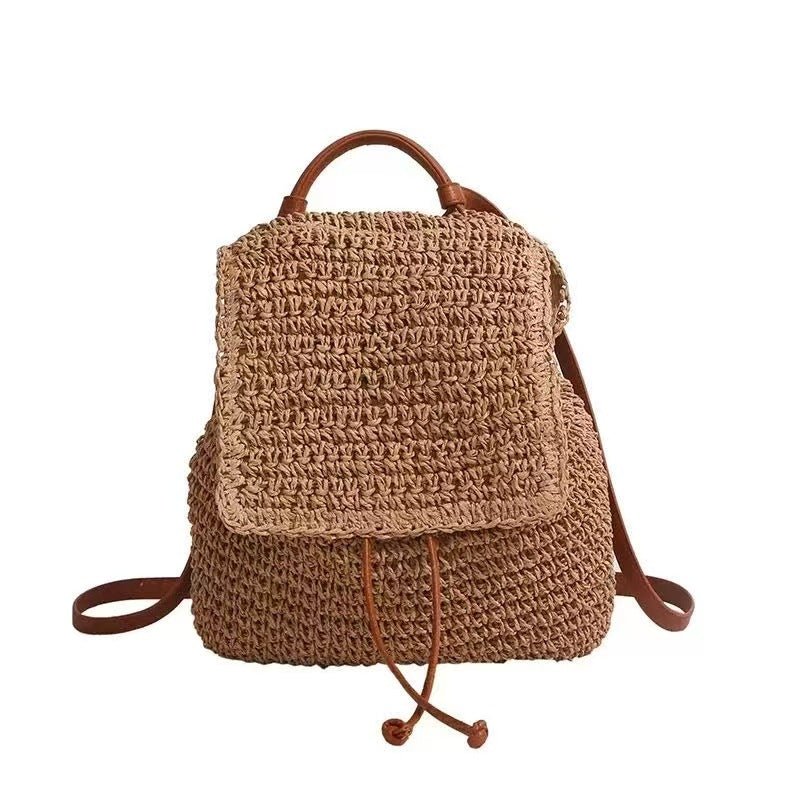 Backpack with Hand-Crocheted Design and Sturdy Leather Straps Kalsten