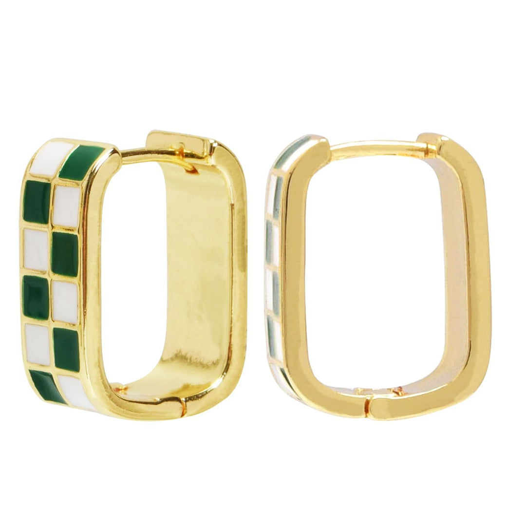 Modern Geometric Enamel Hoop Earrings Kalsten