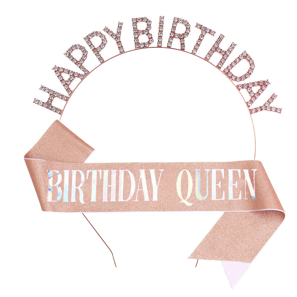 Ladies Glitter Headband with "Happy Birthday" Inscription Kalsten