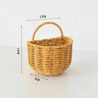 Wall shelf made of untreated wood with rattan inserts Acalora