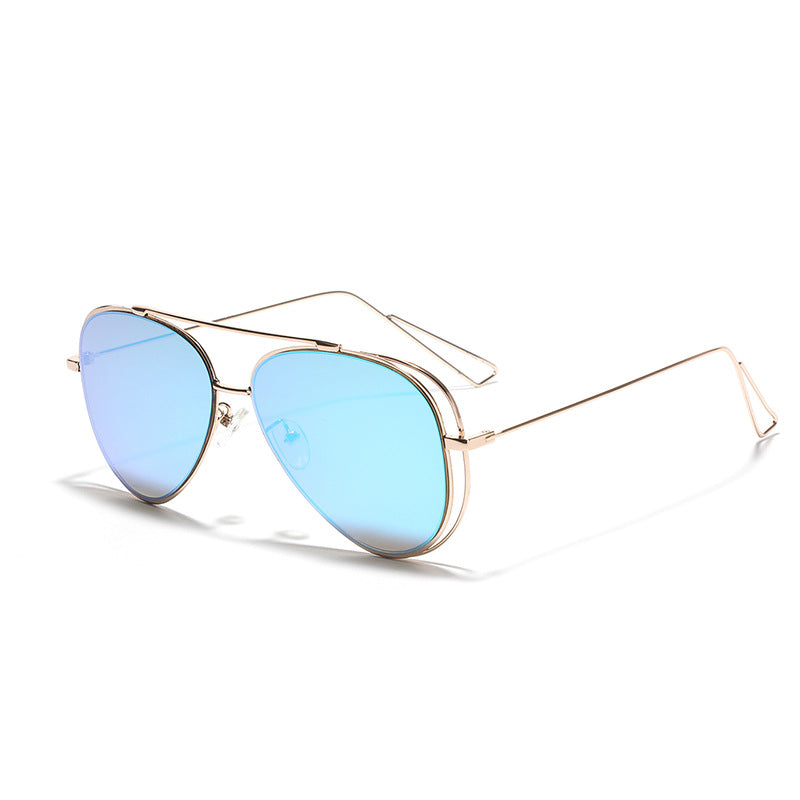 Women's retro aviator sunglasses with silver metal frame and mirrored lenses Kalsten