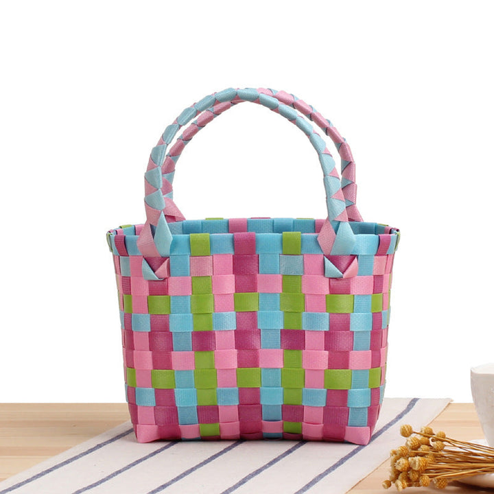 Handcrafted Tote Bag in Modern Check Pattern Kalsten