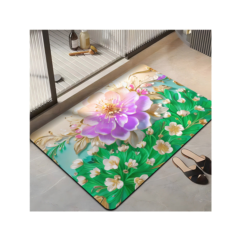 Floral-Themed Plush Bath Mat Kalsten