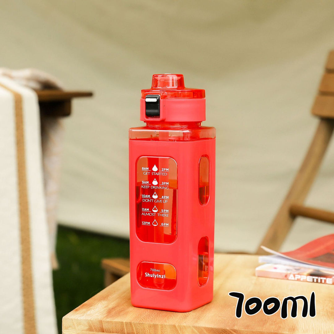 Women's water bottle with integrated time markers and straw Kalsten