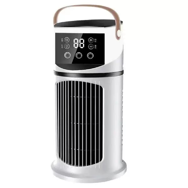 Unisex One Size Rechargeable Tower Climate Fan with Touch LED Control Integrated Moistening Reservoir and Leather Carry Handle Kalsten