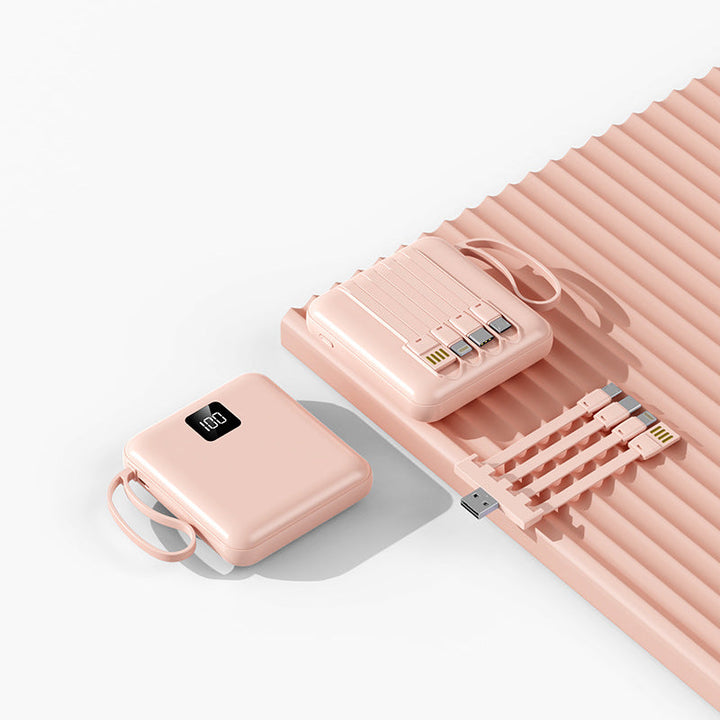 Portable power bank with integrated charging cables and LCD display Kalsten