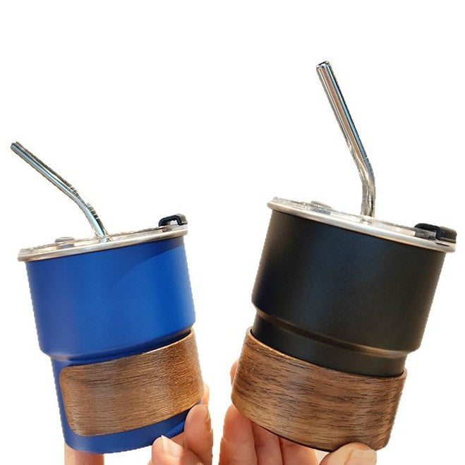 Ladies stylish stainless steel drinking cups with wood application Kalsten