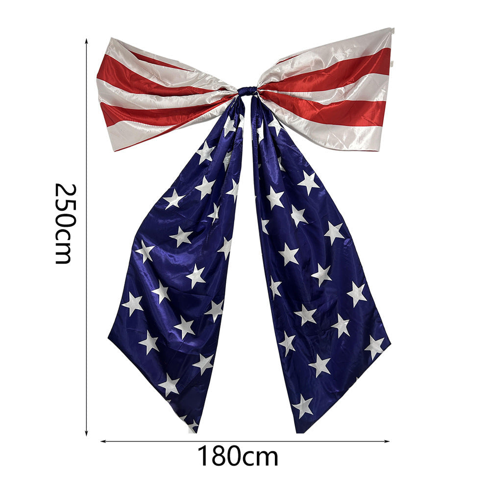 Unisex nan extra large decorative bow with long flag tail, integrated hanging loop, and weatherproof polyester Kalsten