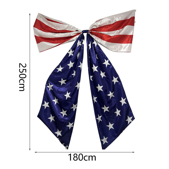 Unisex nan extra large decorative bow with long flag tail, integrated hanging loop, and weatherproof polyester Kalsten