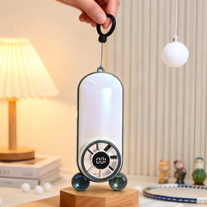 Ladies portable hand fan with digital temperature display and cute character design Kalsten