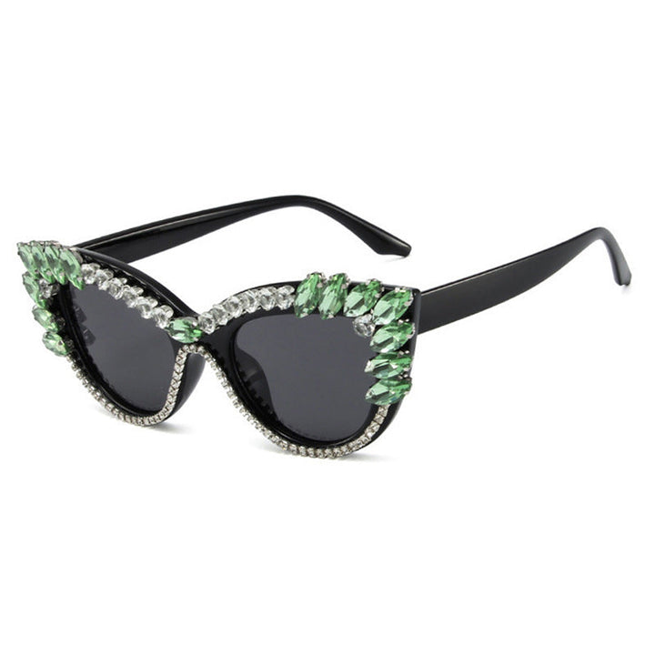 Ladies Glamorous Cat-Eye Sunglasses with Extravagant Crystal Decoration Kalsten