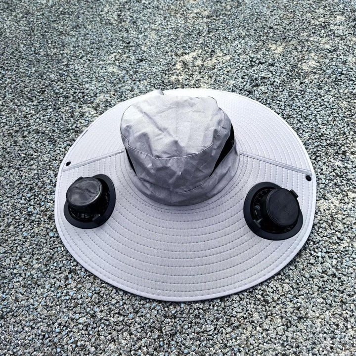 Ventilated sun hat with integrated solar fans and wide brim Kalsten