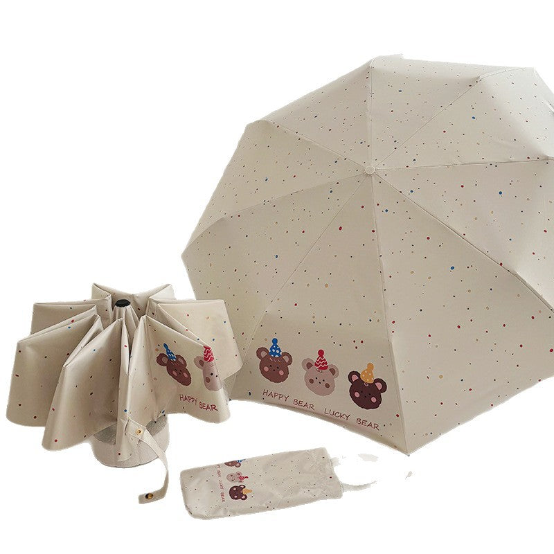 Ladies Foldable Umbrella with Playful Bear Design Kalsten