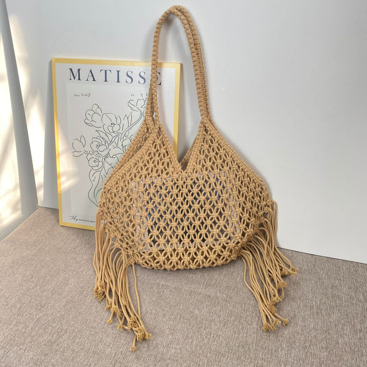 Macrame shoulder bag with fringes Kalsten