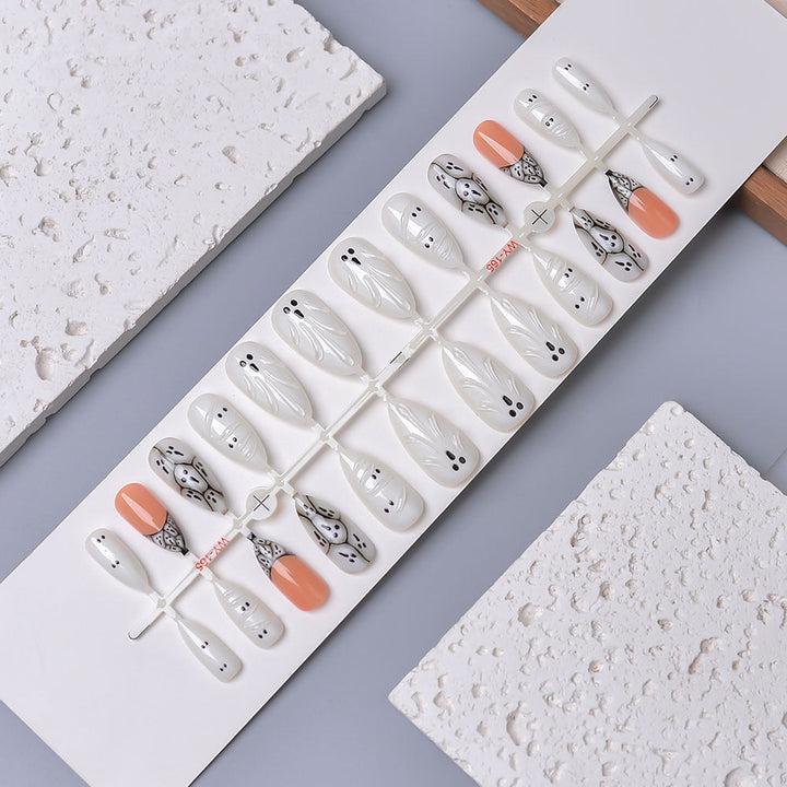 Artistic Ghost-Themed Press-On Nail Set Kalsten