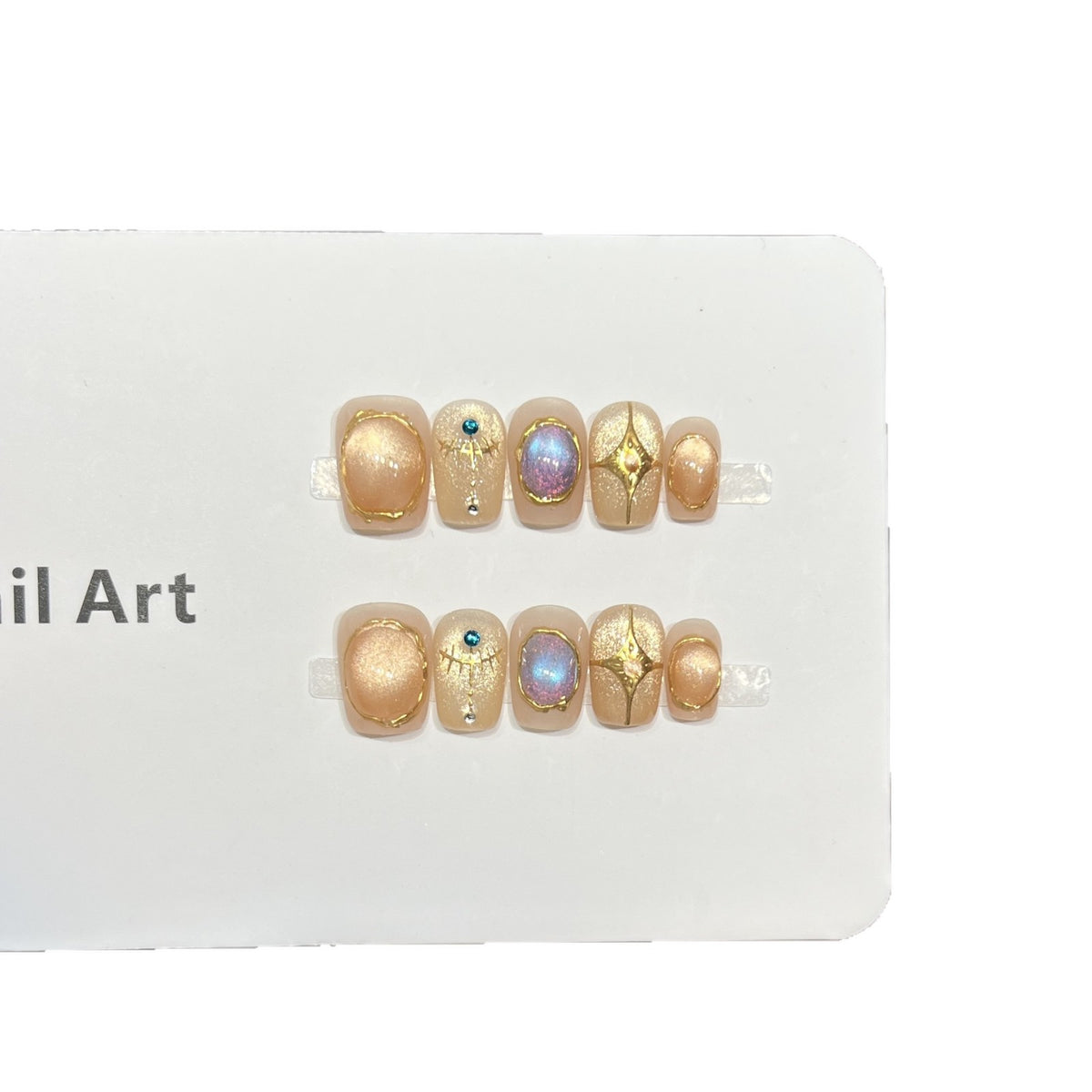 Decorative Press-On Nail Art Set with Shimmering Gemstone Accents Acalora