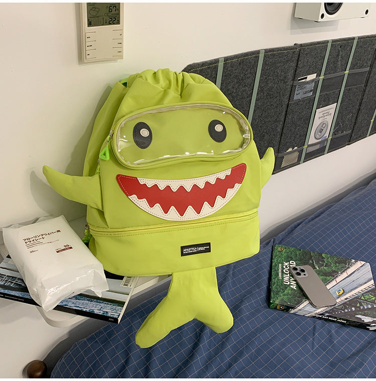 Cute Shark-Inspired Drawstring School Backpack