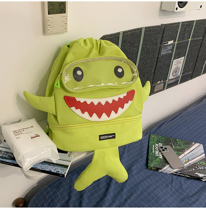 Cute Shark-Inspired Drawstring School Backpack
