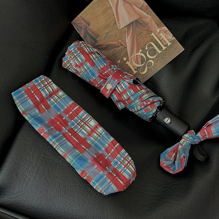Women's Folding Umbrella in Modern Check Pattern Kalsten