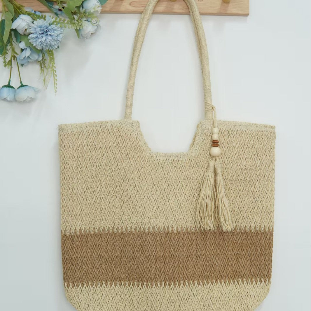 Macrame Tote Bag with Fashionable Tassel Accent Kalsten