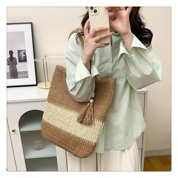 Macrame Tote Bag with Fashionable Tassel Accent Kalsten