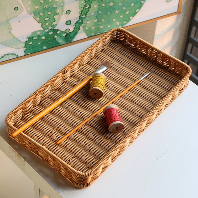 Unisex Rectangular Serving Basket made of handwoven natural material Kalsten