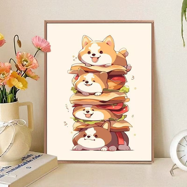 Playful Cat-Themed Food Art Print Kalsten
