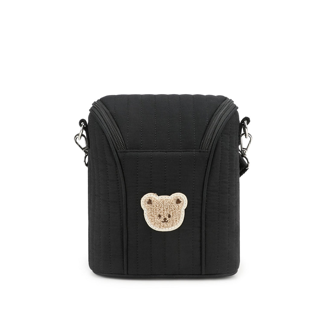 Fashionable Shoulder Bag with Quilted Design and Cute Bear Motif Kalsten