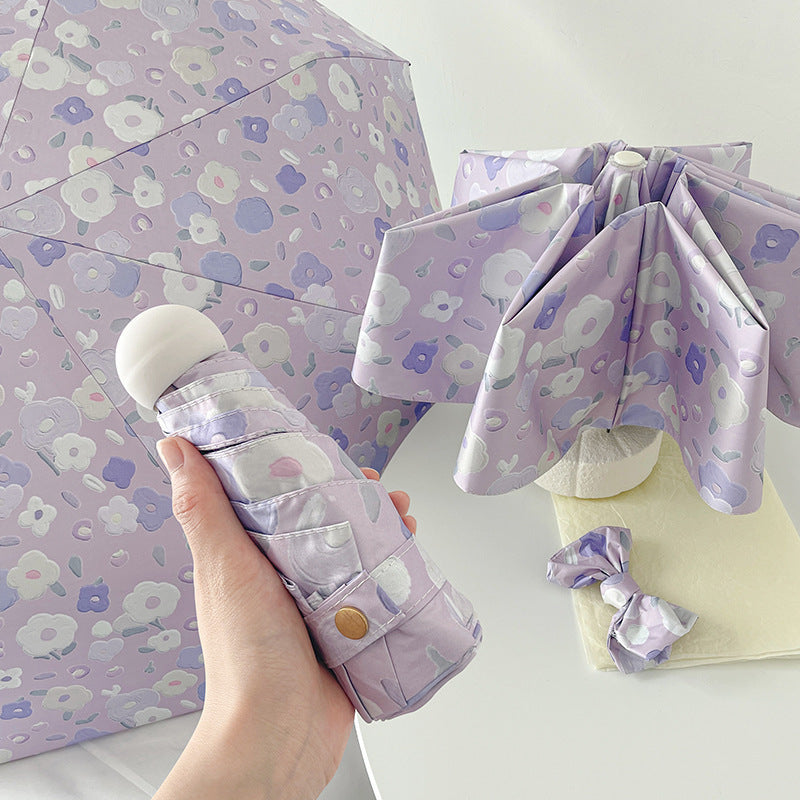 Women's Automatic Folding Umbrella with Floral Design and Practical Storage System Kalsten